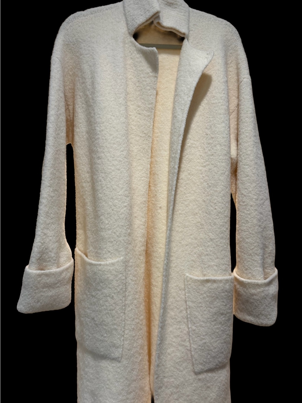 Escada Cream Textured Open-Front Bouclé Coat